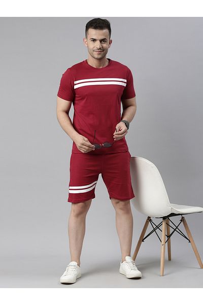 Bushirt By Styli Striped Round Neck T-Shirt and Shorts Co-Ords