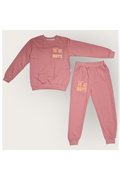 Mnk Baby&Kids MNK0624 - Φούτερ για κορίτσια Dusty Rose To Be Happy Motif