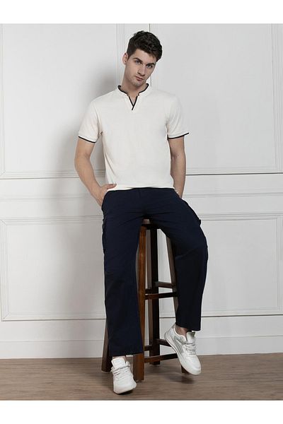 Dennis Lingo By Styli Mandarin Neck Short Sleeves T-Shirt