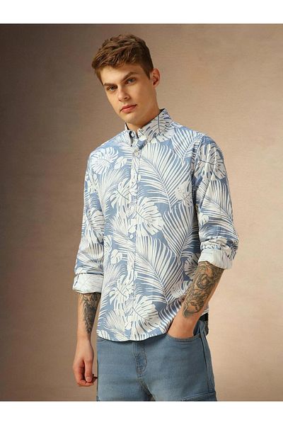 Dennis Lingo By Styli Floral Print Button-Down Shirt