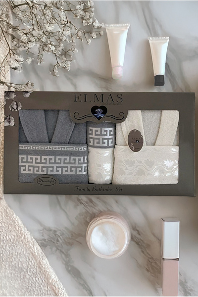 Elmas Home Collection Elmas Jakarlı Set 6 Parça Kutulu Bornoz Takımı | Bornoz...