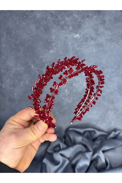 Hayalperest boncuk Sare Model Double Row Bridal Henna Crown Hair Accessory