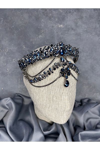Hayalperest boncuk Hera Frontal Dangle Bridal Henna Crown Hair Accessory