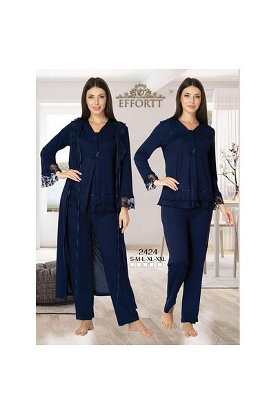 venera Maternity Pajama Set Lace Detailed Set with Hidden Breastfeeding and Dressing Gown
