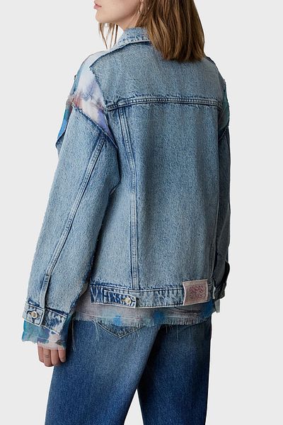 BSB 100% Cotton Regular Fit Straight Collar Fabric Detailed Denim Jacket Jeans Jacket 053