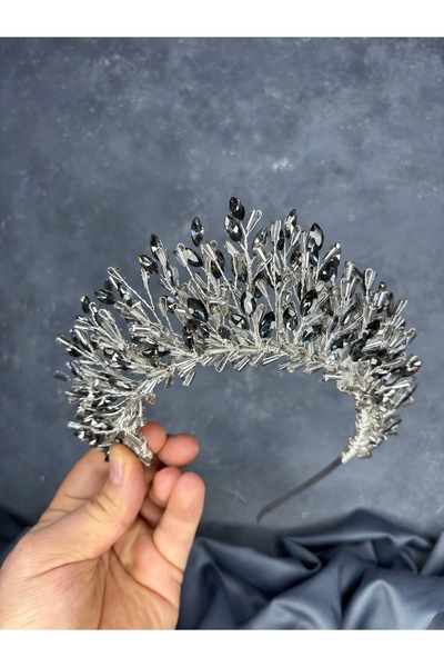 Hayalperest boncuk Maria Intensely Embroidered Crystal Bridal Henna Crown Hair Accessory