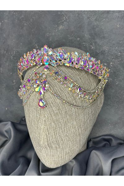 Hayalperest boncuk Hera Frontal Dangle Bridal Henna Crown Hair Accessory