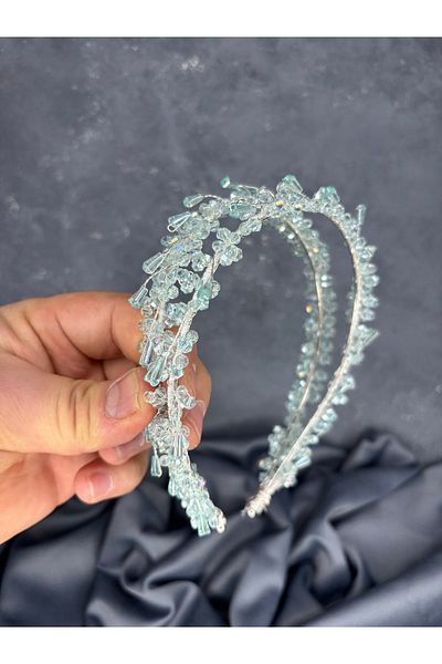 Hayalperest boncuk Sare Model Double Row Bridal Henna Crown Hair Accessory