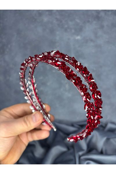 Hayalperest boncuk Double Row Stone Lea Bridal Hair Accessory Bridal Henna Crown