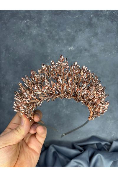 Hayalperest boncuk Maria Intensely Embroidered Crystal Bridal and Henna Crown Hair Accessory