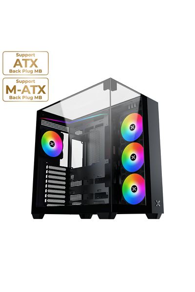 Xigmatek Aqua V Arctic Black, ATX, U3x2+Type C, 3PCS TG, 6PCS Z22A Arctic Reverse