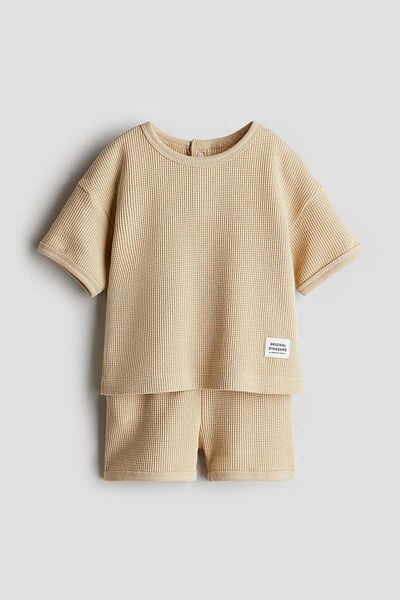 H&M طقم جيرسي وافل مكون من قطعتين