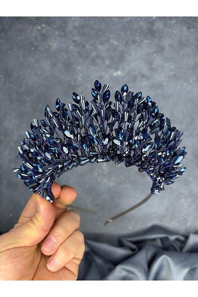 Hayalperest boncuk Maria Intensely Embroidered Crystal Bridal and Henna Crown Hair Accessory