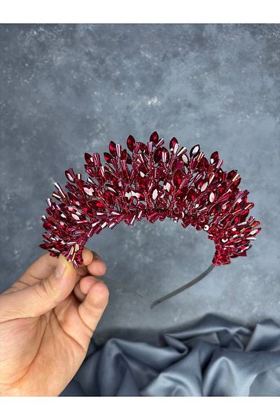 Hayalperest boncuk Maria Intensely Embroidered Crystal Bridal and Henna Crown Hair Accessory