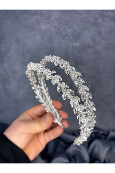 Hayalperest boncuk Double Row Stone Lea Bridal Hair Accessory Bridal Henna Crown