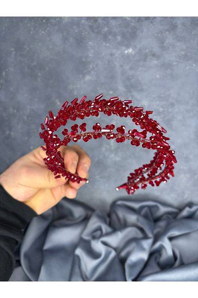 Hayalperest boncuk Sare Model Double Row Bridal Henna Crown Hair Accessory