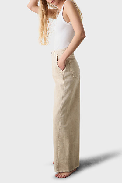 BSB Pamuklu Wide Leg Yüksek Bel Geniş Paça Palazzo Pantolon PANTOLON 053