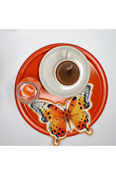 Generic Brand Orange Butterfly Shaped Embroidery Edge Fabric Cocktail Napkin ...
