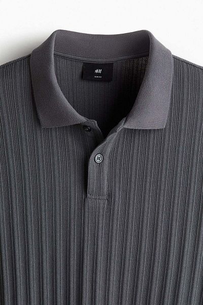 H&M Slim Fit Textured Jersey Polo Shirt