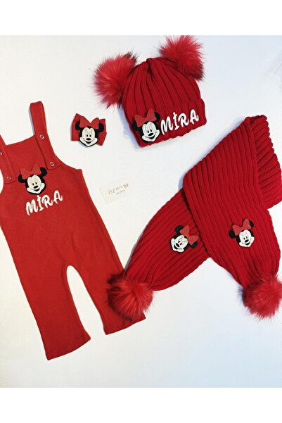 ÖZSEMODA Kırmızı Atkı Bere -Slopet Takımı