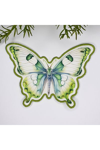 decofav Πράσινη πεταλούδα σε σχήμα κεντήματος υφασμάτινη σερβιέτα κοκτέιλ 1 τεμάχιο
