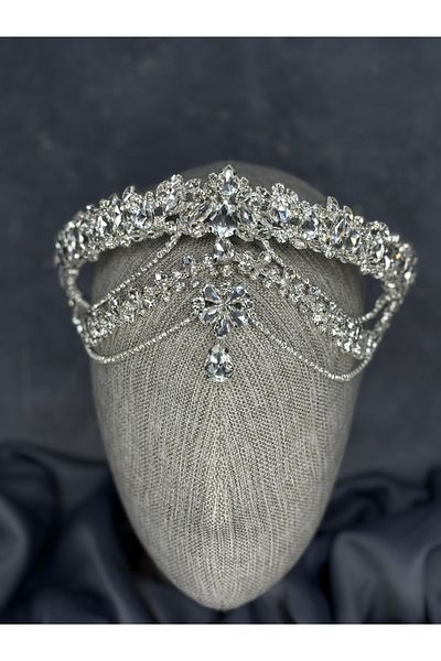Hayalperest boncuk Hera Frontal Dangle Bridal Henna Crown Hair Accessory
