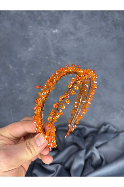 Hayalperest boncuk Sare Model Double Row Bridal Henna Crown Hair Accessory
