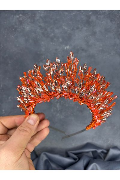 Hayalperest boncuk Maria Intensely Embroidered Crystal Bridal and Henna Crown Hair Accessory