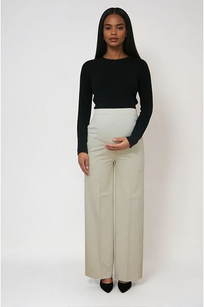 MODA Maternity Clothing Waist Adjustable Loose Wide Leg Fabric Pants
