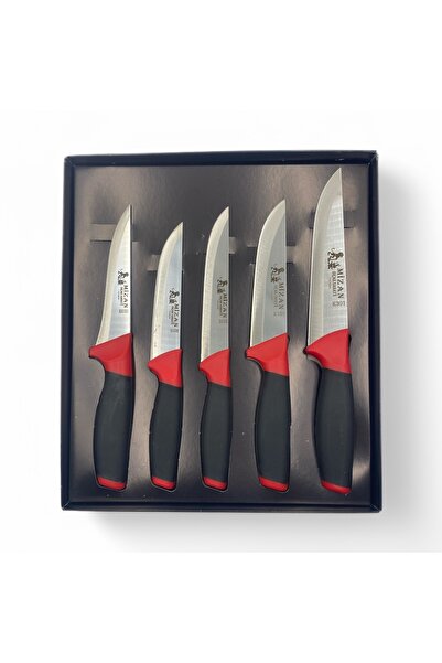 Mizan Kırmızı Bıçak Seti Kelle Bıçağı Seti- Kişiye Özel Isim - Çeyiz Seti