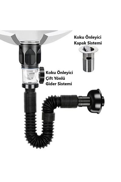 DUHALINE Anti-Odor New Generation Bellows Sink Siphon under Sink Hose Bidirectional Drain Pipe Sink Bottom Set