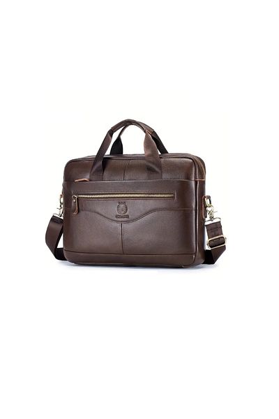 Schlagwerk Genuine Leather Business Shoulder Bag for Men, Business Travel Bag for Laptop up to 16 Inch