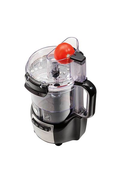 Hamilton Beach 10-Cup Stack & Snap Food Processor 450W att with Big Mouth, Black & Stainless