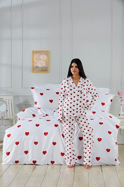 ALACAM HOME COLLECTİON 8 Parça Pijamalı Nevresim Takımı