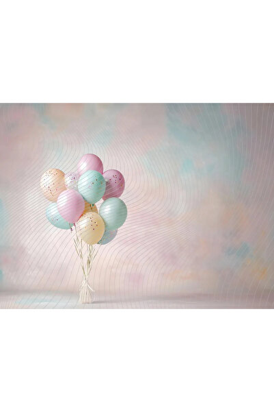 Minimalisfy Renkli Balonlarla Pastel Arka Plan 200x150cm, Stüdyo Fonu
