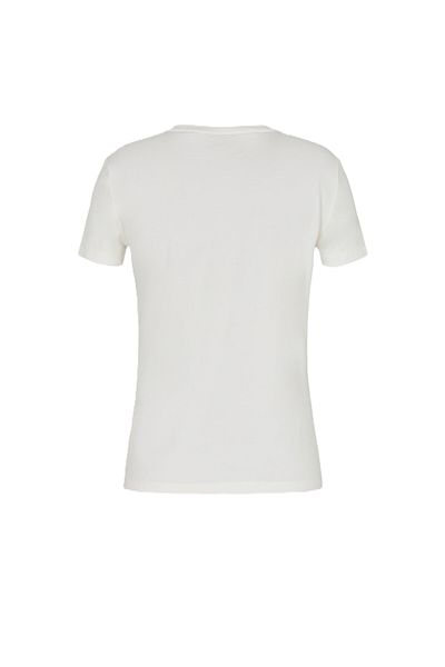 EA7 Women's Round Neck Regular Cut Cotton Short Sleeve White T-Shirt 7W 000492   Af10373-U0005