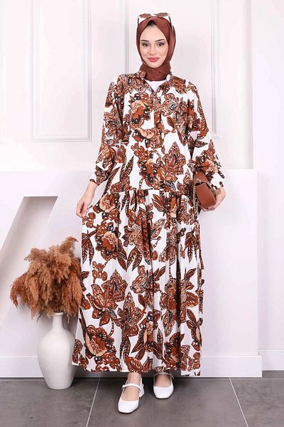 Aknur Moda Φόρεμα Viscon με μισό κουμπί