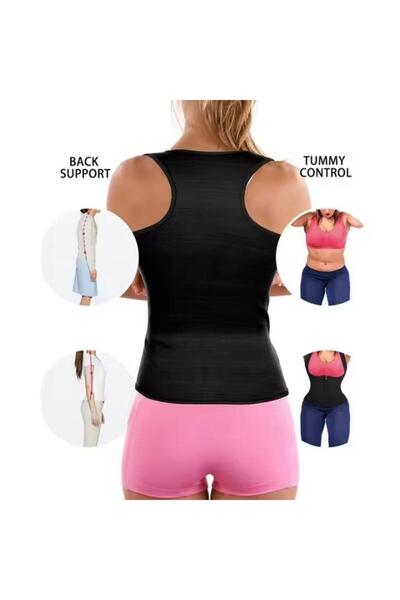 Generic Waist Trainer Zipper Vest Black Sports Corset Super Wicking Body Shaper Women