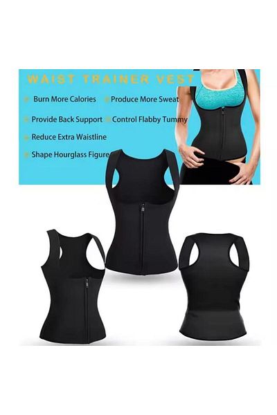 Generic Body Shaper Waist Trainer Zipper Vest Black Sports Corset Super Wicking Body Shaper Women