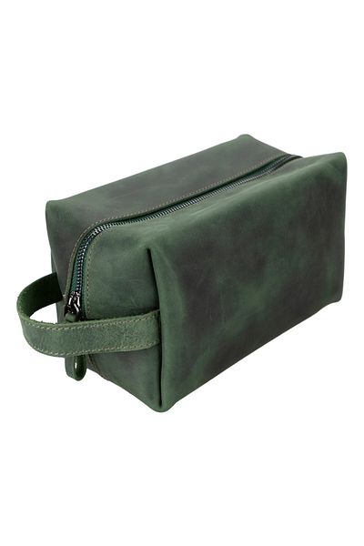 PLM Antique Dark Green Leather Care and Travel Bag - Size X