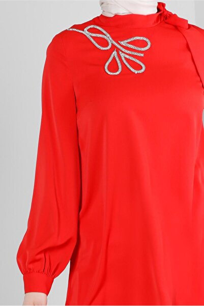 Alvina Stone Printed Tunic with Tie Collar Detail 43534