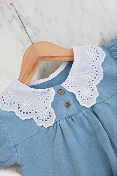 ALTINTAŞ BABY Scalloped Collar Detailed Denim Look Knitted Fabric Seasonal Set of 2