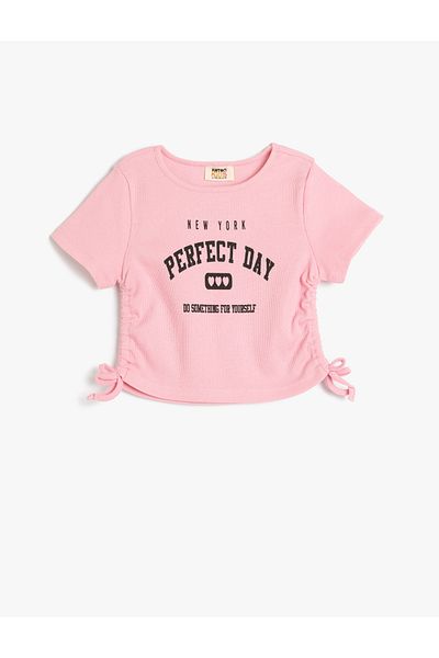 Koton Tricou crop din bumbac cu mânecă scurtă cu gât crew