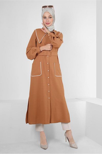 Alvina COLLAR DETAILED BELTED POCKET TUNIC 43907