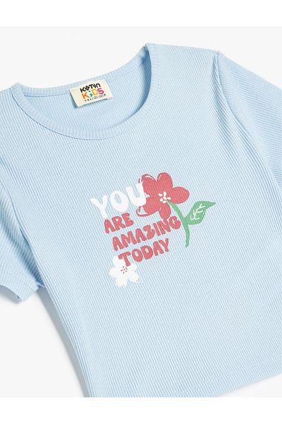 Koton Tricou crop din bumbac cu mânecă scurtă cu imprimeu floral