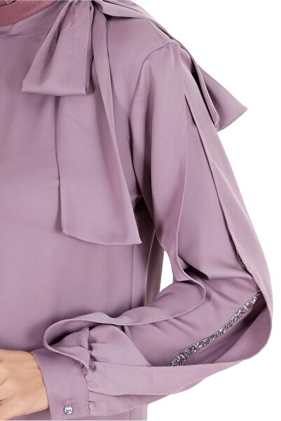 Alvina Satin Double Pants with Bow Detail and Stone Decoration. Team 30276