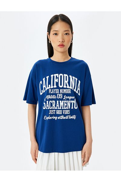 Koton College Printed Crew Neck Short Sleeve Oversize T-Shirt