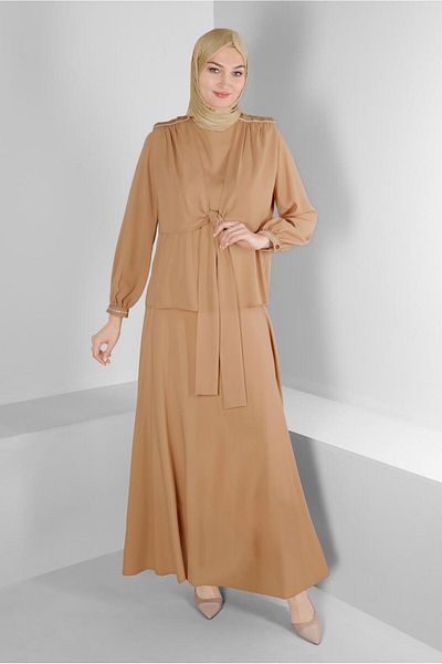 Alvina Double Skirt Padded Set - Tie Detailed 42519