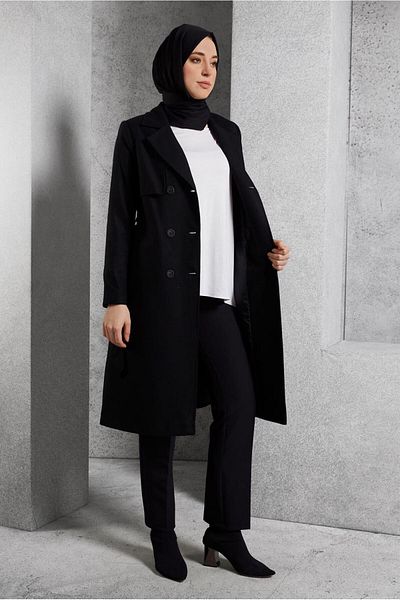 Alvina 10932 Model Belted Trench Coat