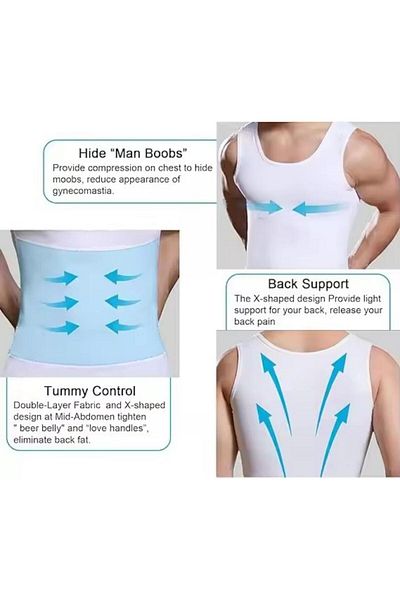 Generic Men's Compression Shirt Undershirt Slimming Tank Top Workout Vest Abs Abdomen Slim Body Shaper S